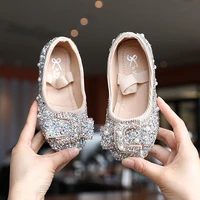 skhek childrens shoes for girls medium big kids dress shoes with rhinestone crystal flats pearls princess wedding party shoes
