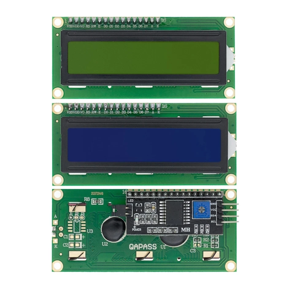 10 шт. ЖК-дисплей 1602 + I2C Модуль синий/желто-зеленый экран IIC/I2C межсоединений