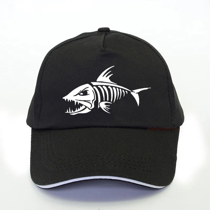 Бейсболка мужская с черепом и рыбьими косточками хлопок кепка для отдыха на