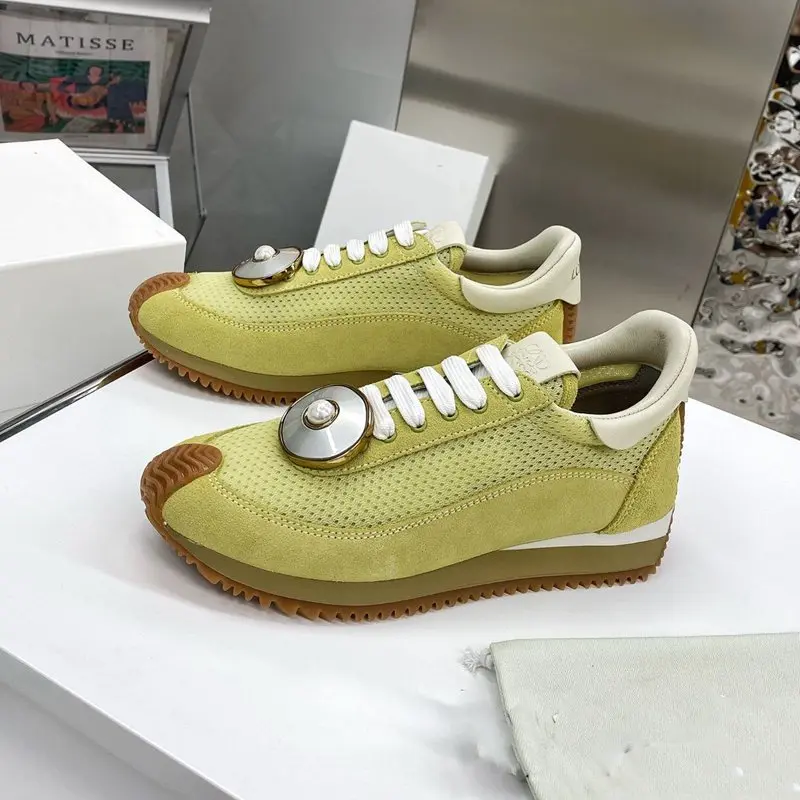 

New Waffle Pearl Sneakers Forrest Gump Shoes Retro German Training Shoes Leather Increased Sport Shoes Women