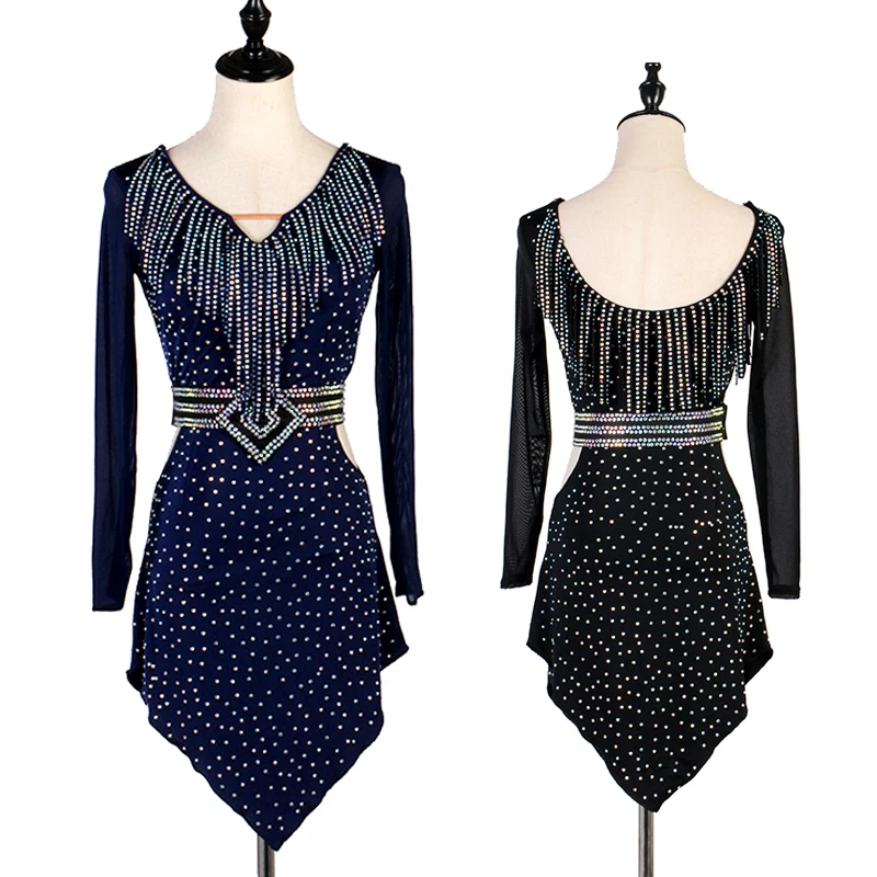 Женские платья для латиноамериканских танцев элегантный тренировочный костюм с