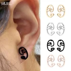 Панк человеческое лицо серьги для женщин черные абстрактные фигуры заявление ручной миксер нержавеющая серьги из стали ювелирные изделия шпильки Gifrs