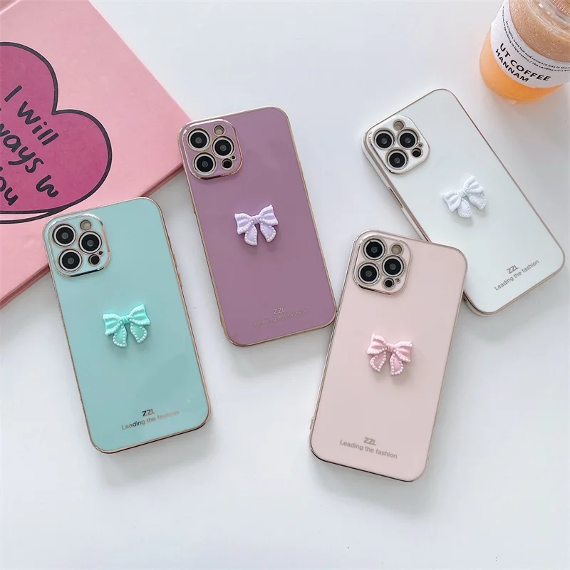 

Cute 3D Gold Plating Soft Silicone Phone Case For iPhone 13 11 12 Pro Max Luxury Fashion cover For iPhone XR XS Max 7 Plus cases