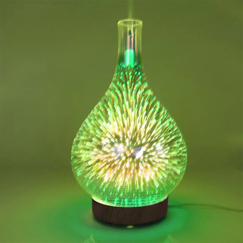

Essential Oil Diffuser Aromatherapy Diffusers for therapeutic Oils - Ultrasonic 3D Glass Vase Cover & LED Light Display