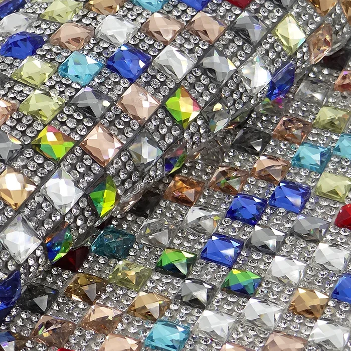 JUNAO 24*40 см черная квадратная Бриллиантовая сетка Хрустальная ткань лист