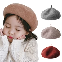 baby beret hats for girls cotton wool winter warm childrens hat fashion autumn cap adjustable solid color berets 3 8 years