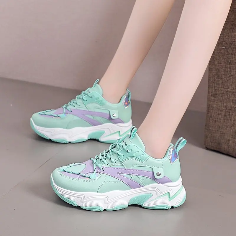 

Women Platform Sneakers Fashion Thick Bottom Flats Brand Designer White Casual Shoes Woman Breathable Sports Dad Shoes Female