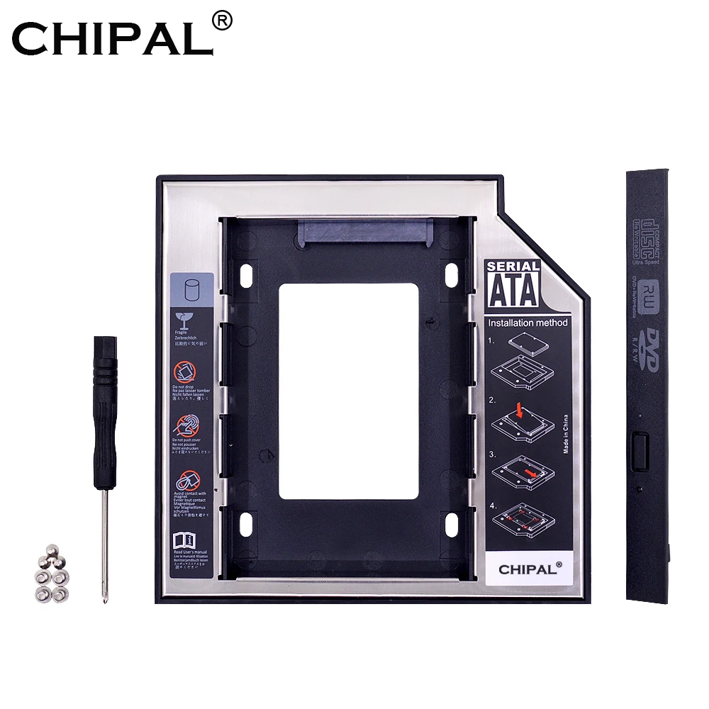 10 шт. 2-й дополнительный жесткий диск HDD Caddy 12,7 мм алюминиевый Optibay SATA 3,0 Корпус жесткого диска dvd-адаптер 2,5 SSD для ноутбука cd-rom