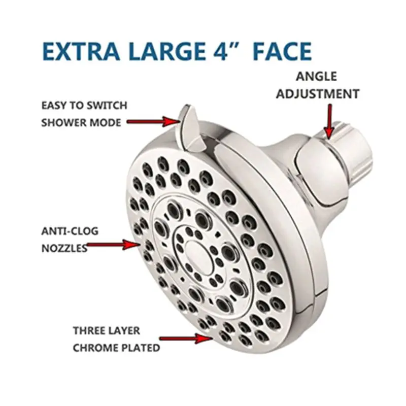 

Electroplating 5-Setting Shower Head High Pressure Angle Adjustable Showerhead