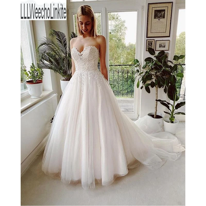 Свадебные туфли с кружевом Бисер пол Длина трапециевидной формы платья длинным