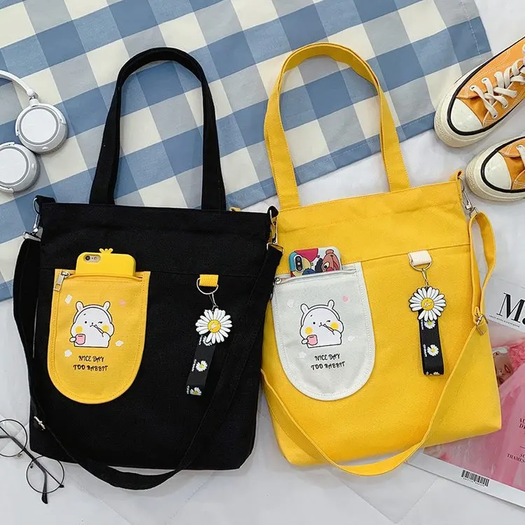 

PURFAY Canvas Capacity Women Shoulder Bag Tote Shopper Bag Eco Reusable Travelling bag Cloth Messenger Bag