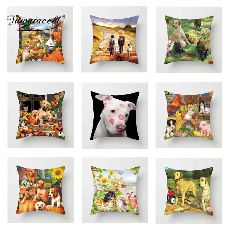 Чехлы для подушек Fuwatacchi с изображением собаки свиньи различные искусственные