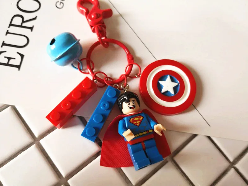 Fashion Crazy Rabbit Polar Warrior Batman Superman Figures Keychain Building Block leather Car KeyRing for women Bag Gifts | Украшения и