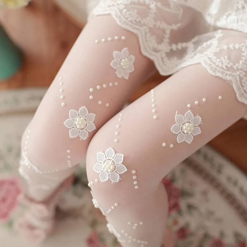Thick Winter Pantyhose Women's Warm Tights Stockings Floral Pearls Female Clothes Fashion Casual Striped Tights Girls Leggings
