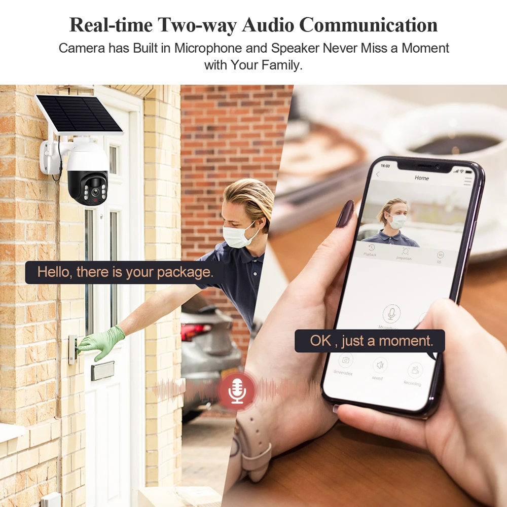 Techage 3MP Outdoor WiFi PTZ Security Solar Camera Wireless Battery IP PIR Human Detection Video Surveillance Waterproof |