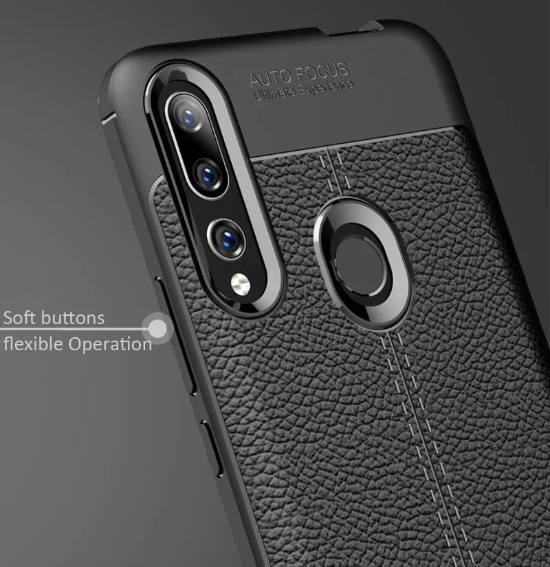 Кожаный чехол с текстурой Личи для Honor 9X Global матовый Мягкий силиконовый телефона