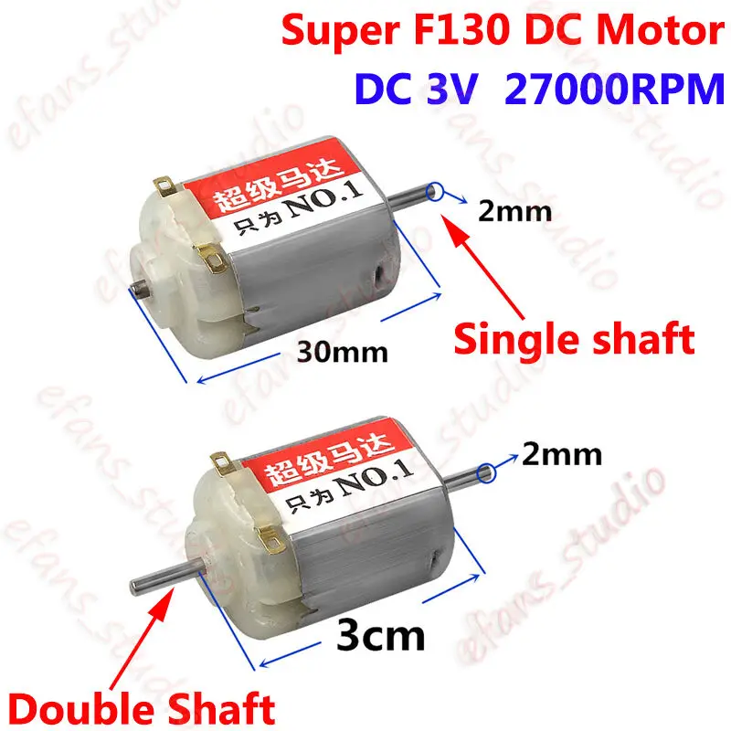 Super 130 Carbon Brush Motor Singal/ Dual Shaft DC1.5V 3V 27000RPM High Speed Strong Magnetic Professional for RC 4WD Racing Car