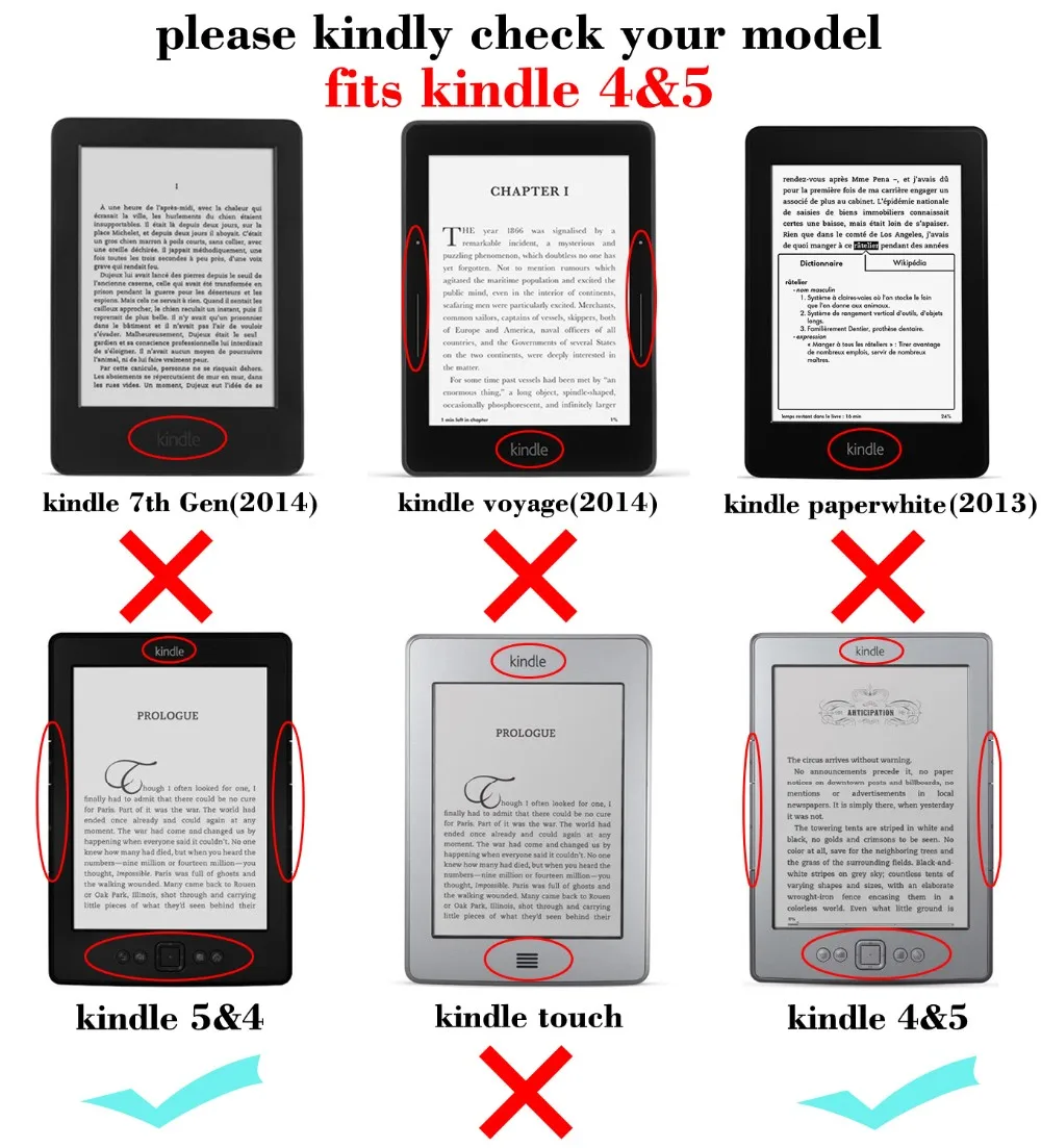 Защитный чехол из искусственной кожи для Amazon kindle 4 и kindle 5 для чтения электронных книг 6 дюймов чехол+ защита экрана