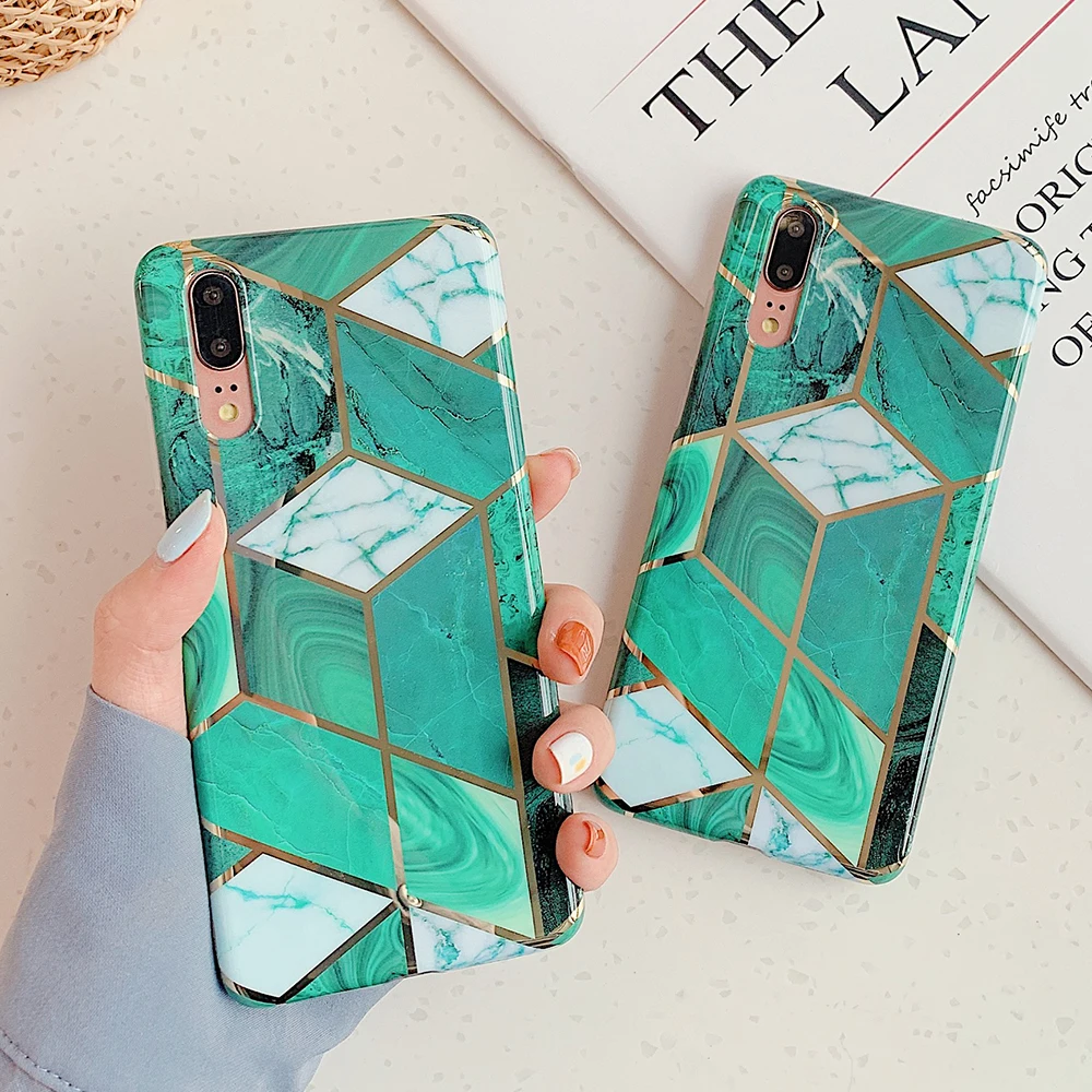 Чехол LOVECOM с геометрическим мрамором для телефона Huawei P20 P30 P40 Pro Lite Mate 20 мягкий