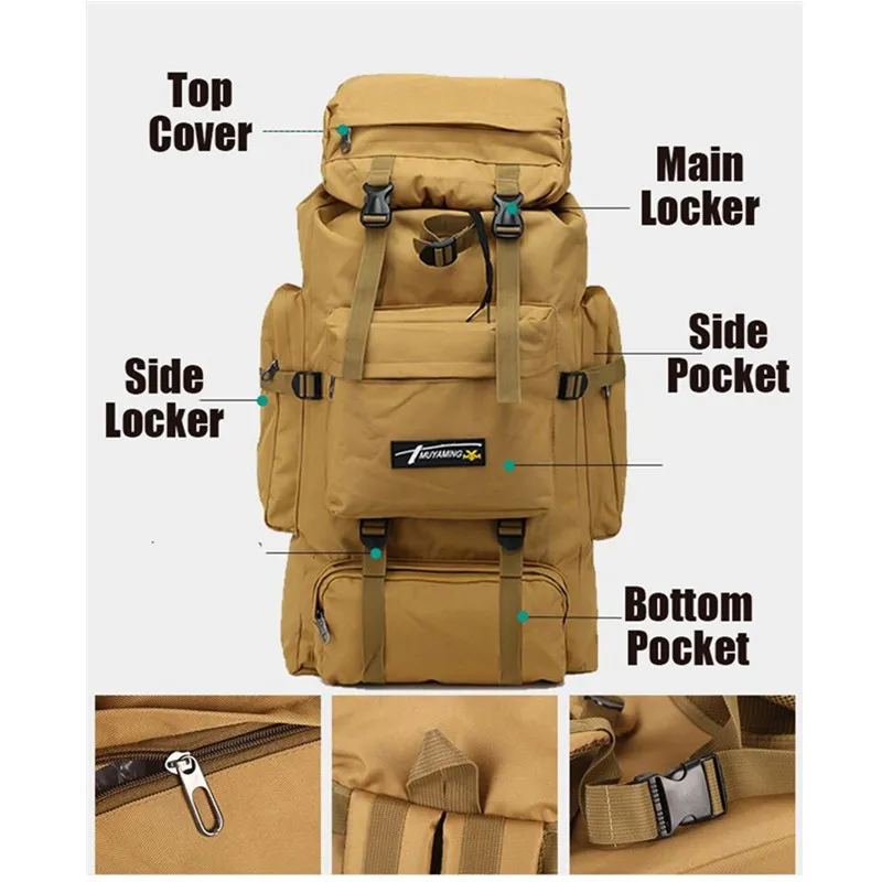 Рюкзак большой емкости тактический военный водонепроницаемый дорожный ранец 70 л