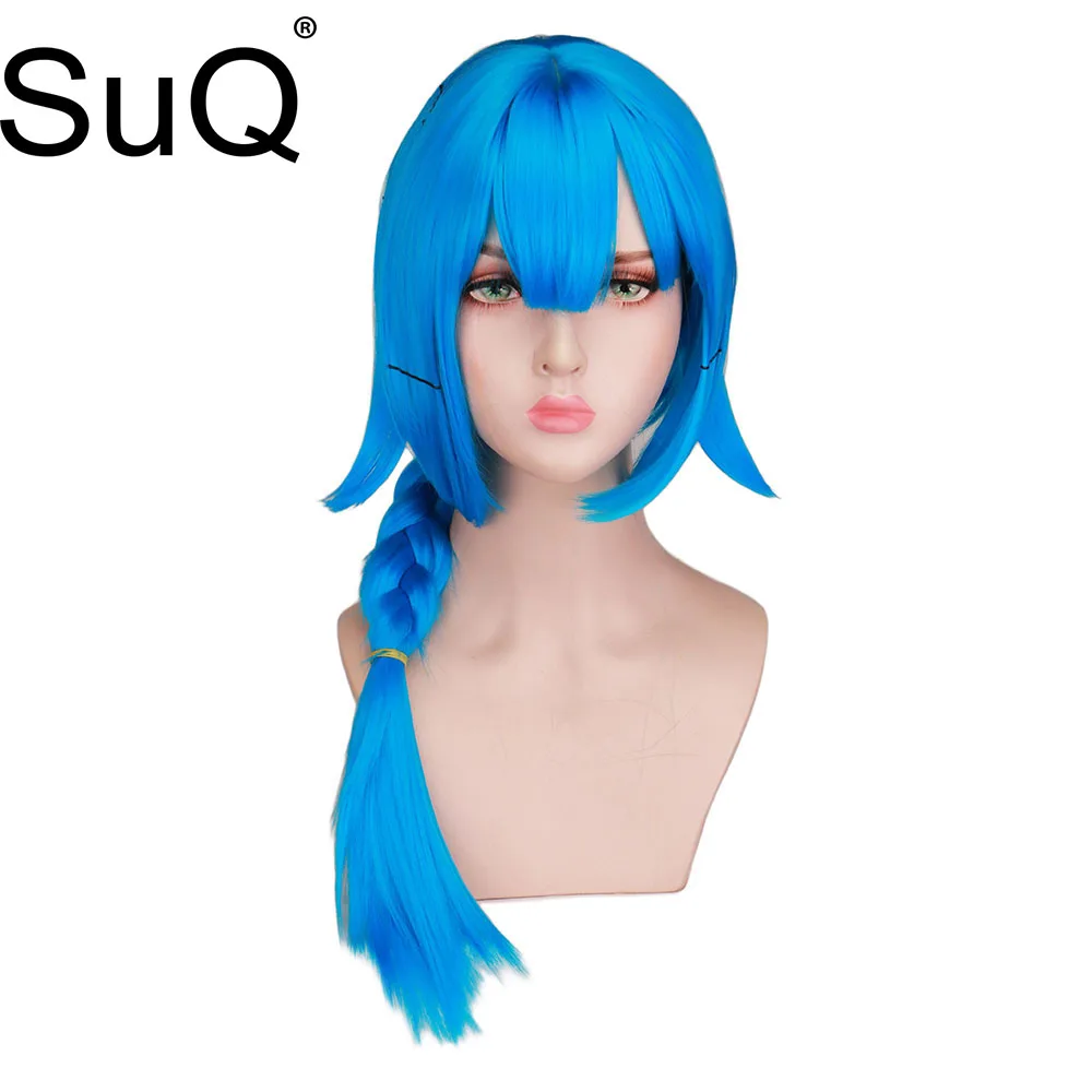 

SuQ Anime Jinx Blue Braid Wig Jinx Powder Cosplay Wig Short BOB Halloween Carnival Party Synthetic Hair Jinx Juvenile Wigs