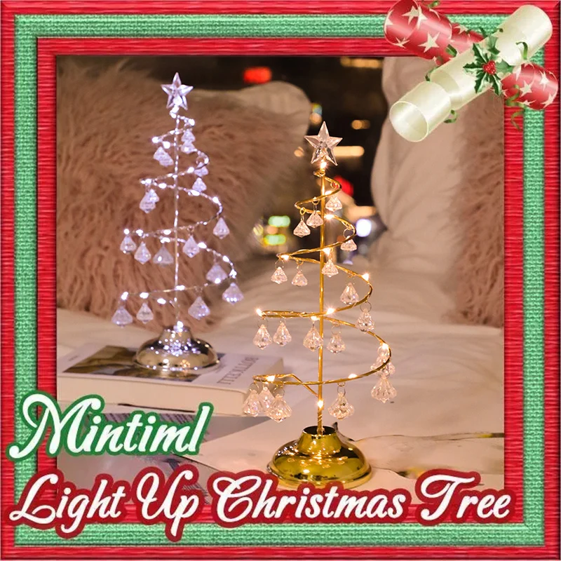 

Светодиодный светильник в виде рождественской елки, Рождественское украшение, настольная лампа, ночсветильник с медной проволокой для спа...