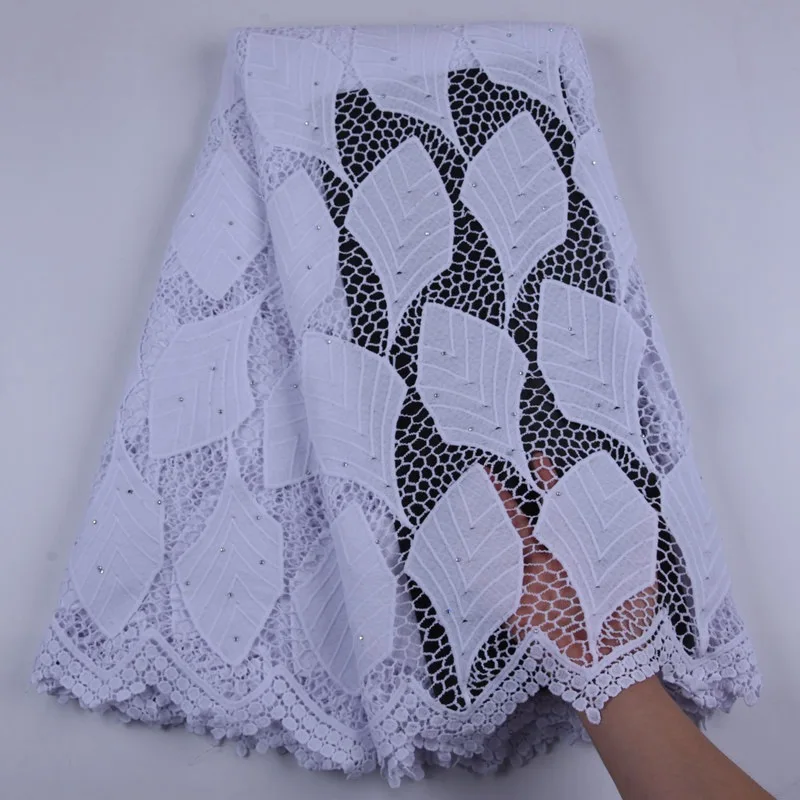 Новейшая чистая белая африканская Водорастворимая кружевная ткань 2019