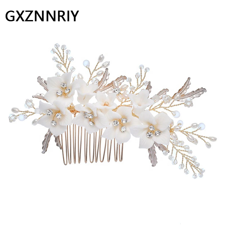

Flower Pearl Hair Combs Bridal Wedding Hair Accessories for Women Crystal Headwear Party Jewelry Bride Headpiece Bridesmaid Gift