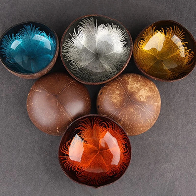 6 шт./компл. натуральная Кокосовая оболочка ключ конфетная тарелка для стола