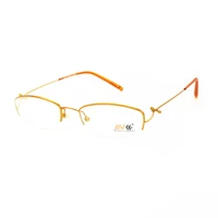 man women gold eyeglass frames half rimless optic spectacles rx able myopia glasses