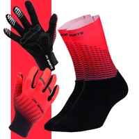 1 pair full finger cycling gloves with 1pair cycling socks men women touch screen sport bike gloves anti slip bicycle sock set