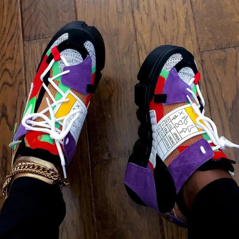 

Karinluna 2020 New Fashion Big Size 43 Mix Color INS Hot Vulcanize Woman Platform Comfortable Shoes Women Sneakers