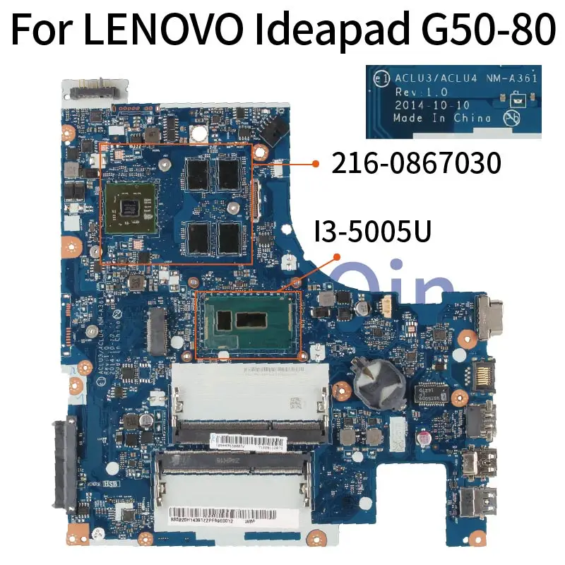 KoCoQin ACLU3/ACLU4 NM A361 материнская плата для ноутбука LENOVO Ideapad G50 80 I3 5005U SR27G 216