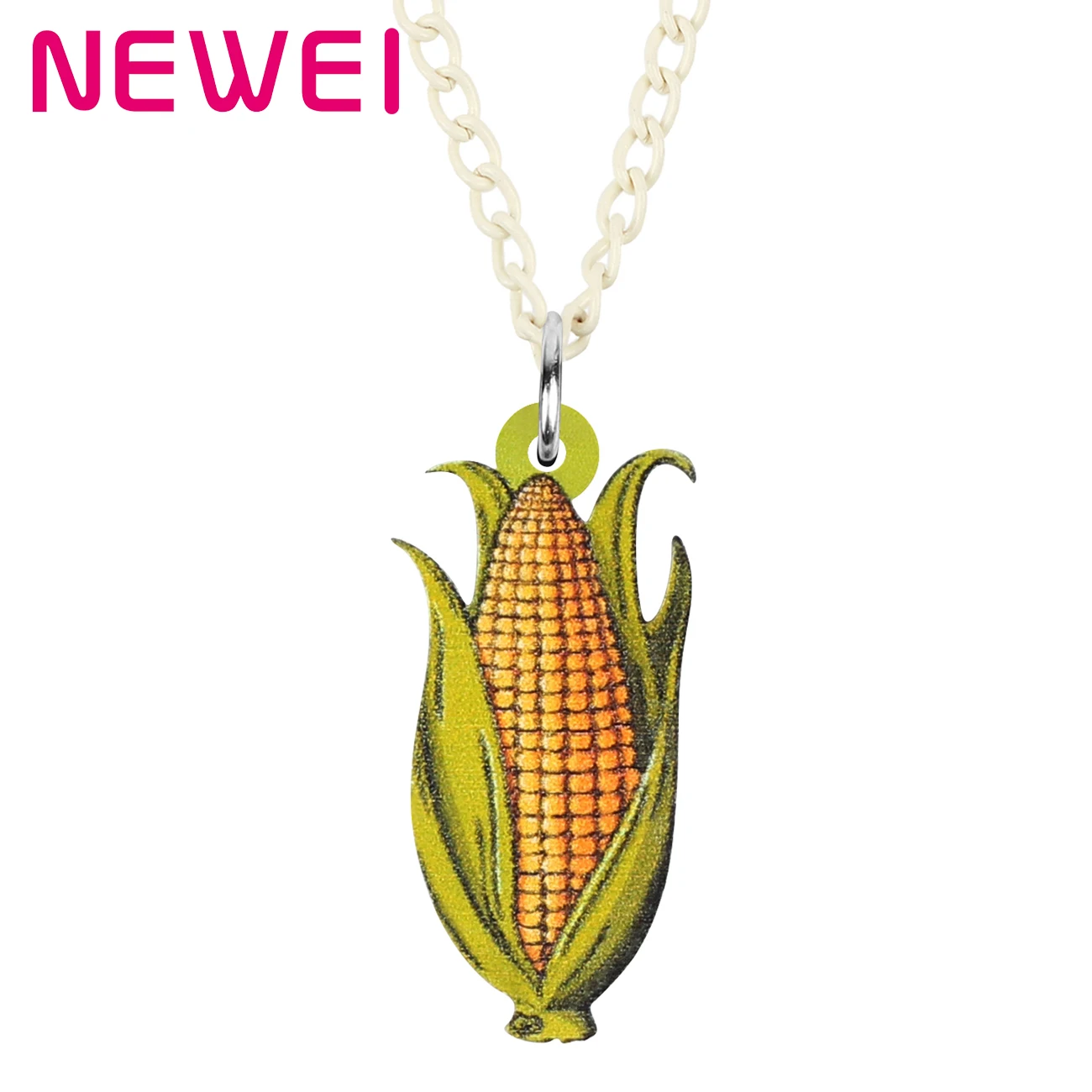 Newei акриловый ожерелье из кукурузы на День Благодарения цепочка с реалистичным принтом новинка модные