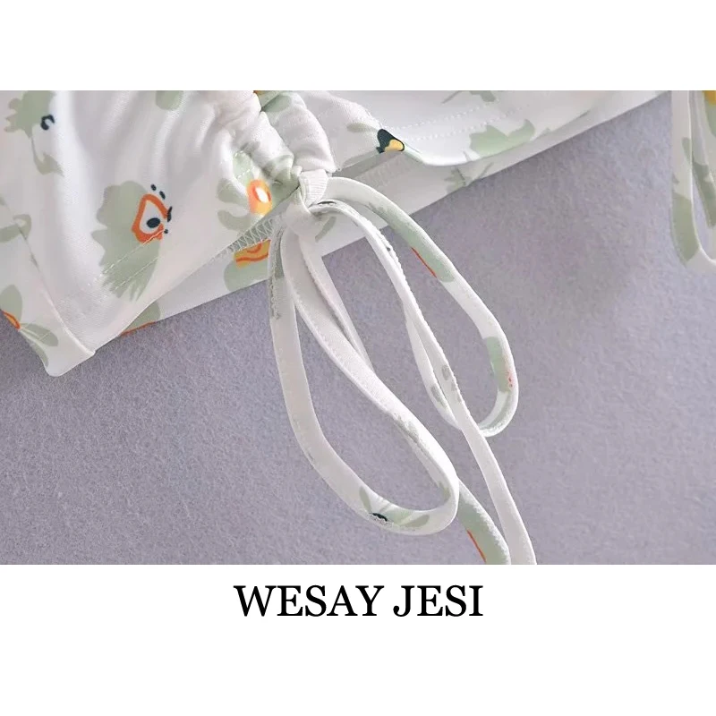 

WESAY JESI 2021 Fashion Skirt Ladies Floral Print Bag Hip High Waist Drawstring Skirt Retro Commuter Elegant Temperament Skirt