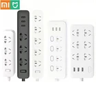 Оригинальный удлинитель Xiaomi Mijia Power Strip 2A, быстрая зарядка, 3 USB-порта и 3 розетки, 4 пульта управления, MI Home, с адаптером для розетки ЕС, Австралии, Великобритании, Великобритании