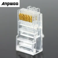 anpwoo 2050100pcs rj45 ethernet cables module plug network connector rj 45 crystal heads cat5 cat5e gold plated network cable