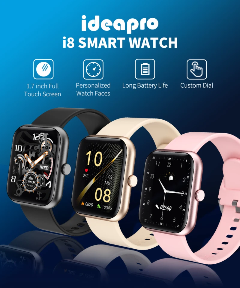 

Ideapro i8 Smart Bracelet 1.7 inch Screen Heart Rate Fitness Tracker Waterproof Smart band Comes with alarm system