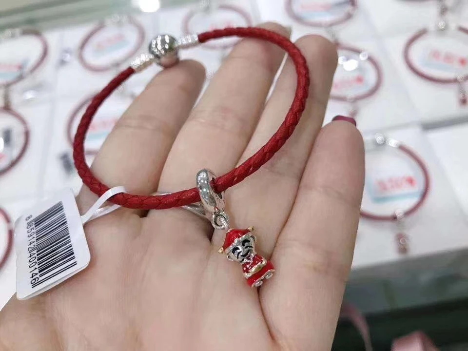 

YPD41 925 Silver Red Rope Bracelet Girl Birthday Party DIY Bracelet Gift