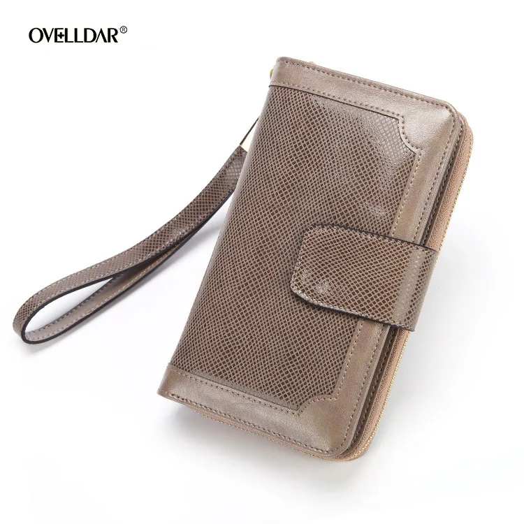 Ladies Genuine Leather Wallet Zipper Bag Fashion Mobile Phone Bag Long Multi-function Female Bag Woman Card Holder