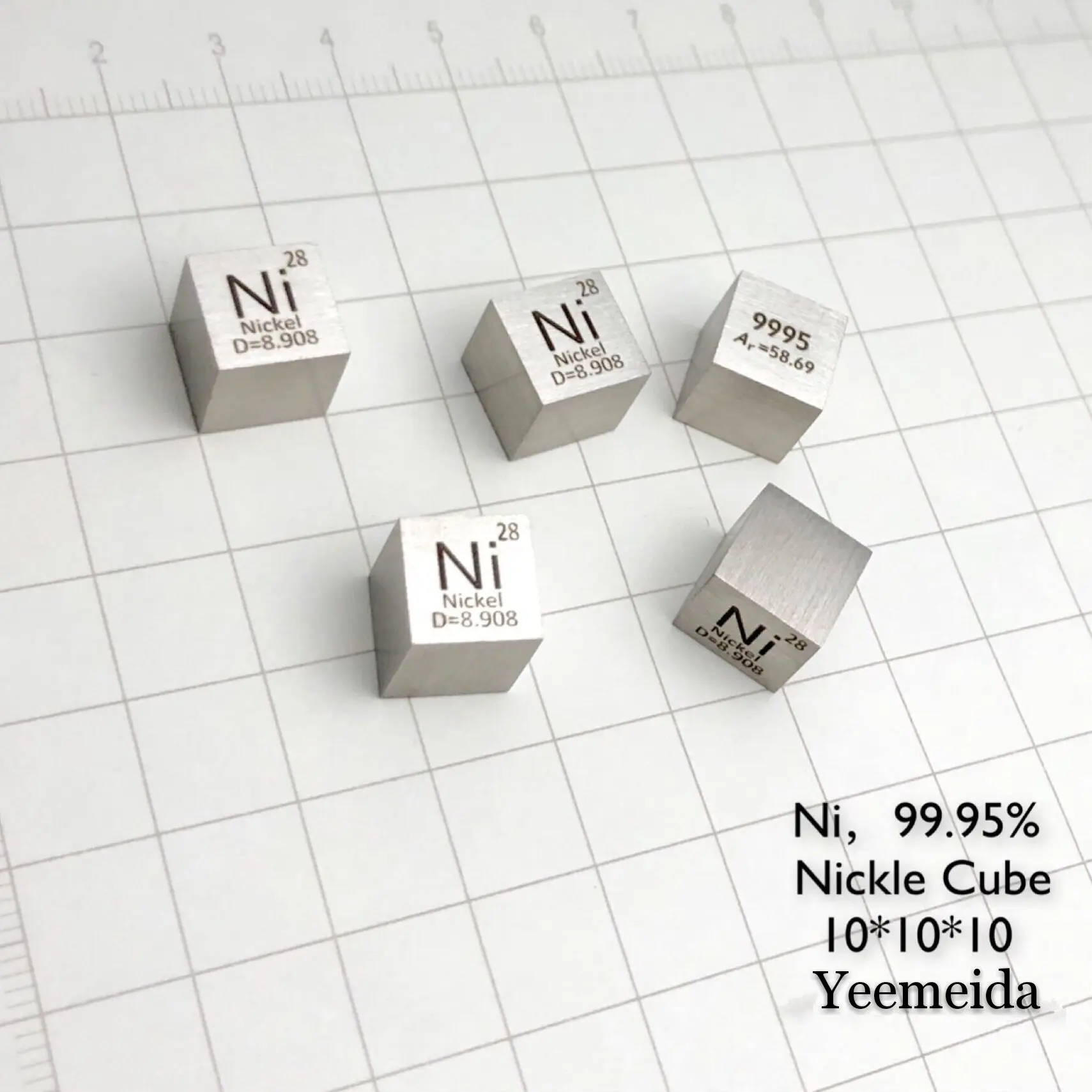 1PCS Nickel (Ni) 10 мм Плотность куб V Nb Ta Cr Mo W Ti Zr Hf Fe Co Ni Cu 99.95% чистый элемент коллекция образцов - Цвет: 1PCS Nickel (Ni)
