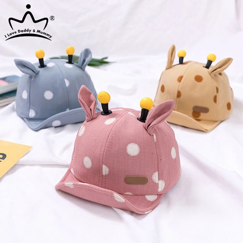 Lovely Baby Boy Girl Hat With Ears Cartoon Dot Toddler Cap Summer Autumn Soft Cotton Infant Baseball Sun Visor Hats | Детская одежда и