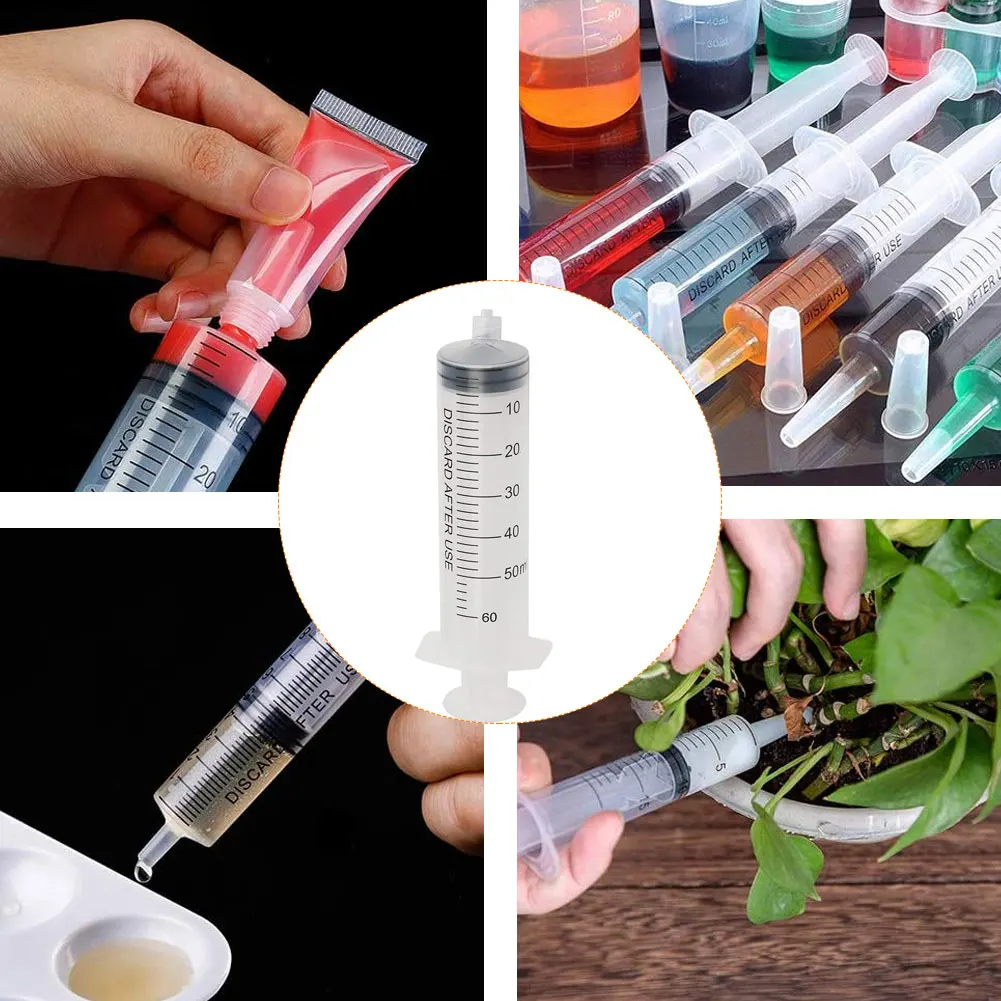

60ml Reusable Big Large Hydroponics Plastic Nutrient Sterile Health Measuring Syringe Tools Blunt Tip Cat Feeding Accessories
