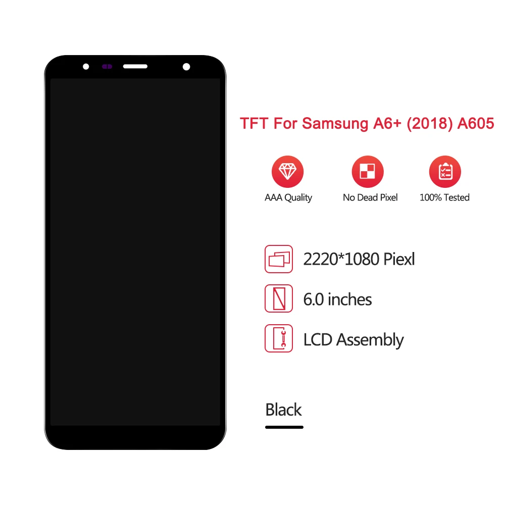 Регулируемый TFT для 6," samsung Galaxy A6+ A6 Plus ЖК-дисплей+ сенсорная панель дигитайзер Замена для A605 lcd