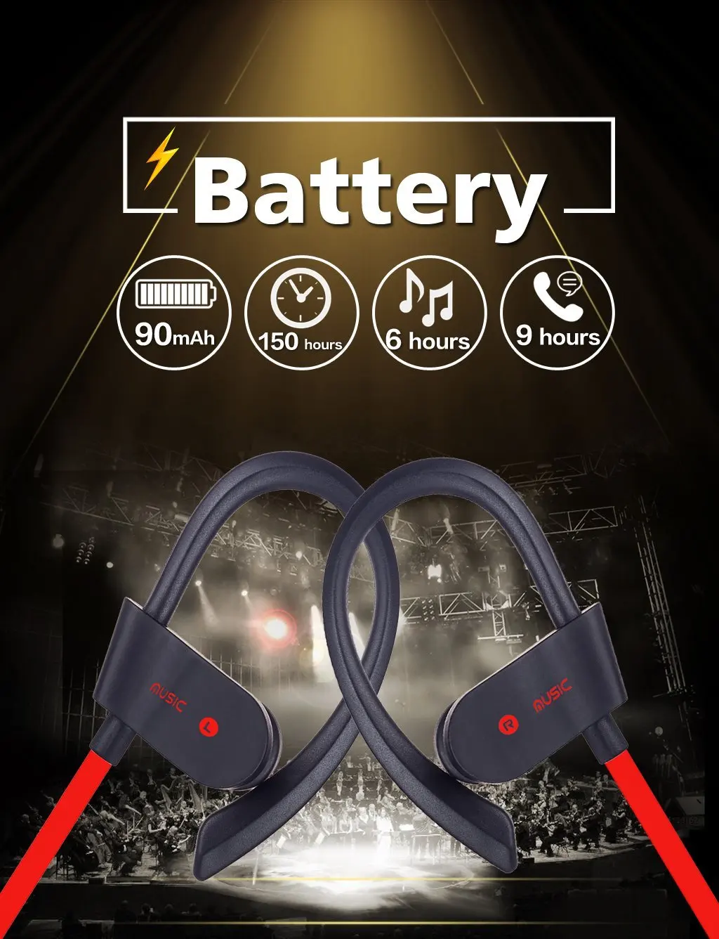 Беспроводные Bluetooth-наушники с микрофоном водостойкие шумоподавлением |