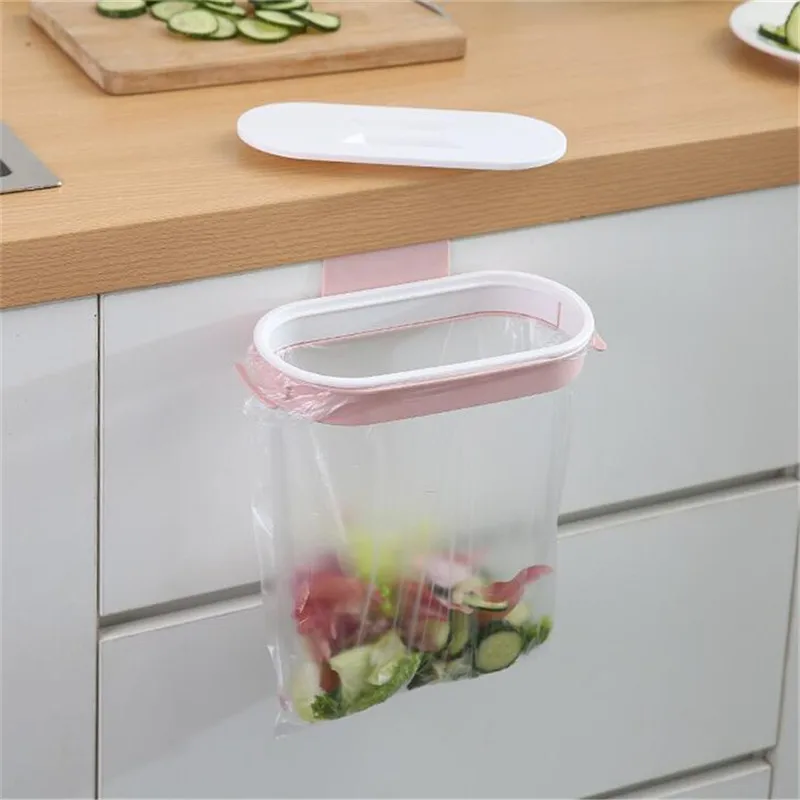 

Fashion Kitchen Cabinets Door Basket Hanging Trash Can Waste Bin Garbage Rack Tool Storage Holders Space-Saving Trash Racks 1pc