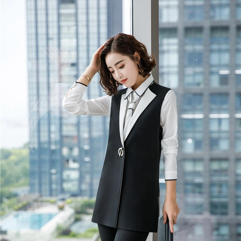 Модный стильный средней длины жилет и для женщин деловая рабочая одежда