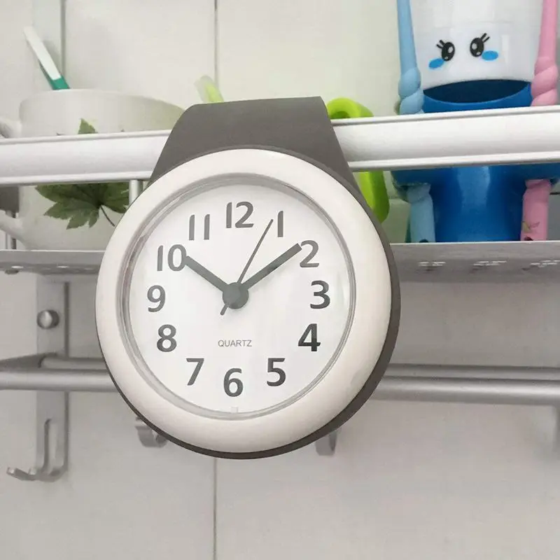 Ванная комната Водонепроницаемый Анти туман присоска настенные часы модные с