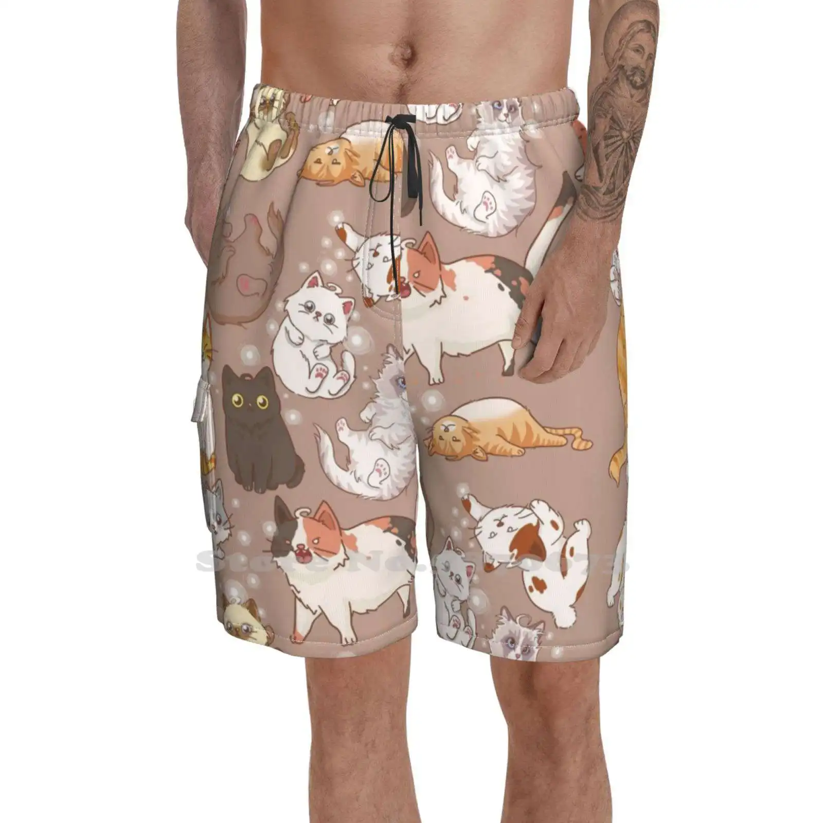 Все о кошках: светло коричневые спортивные шорты для бега фитнеса с открытыми