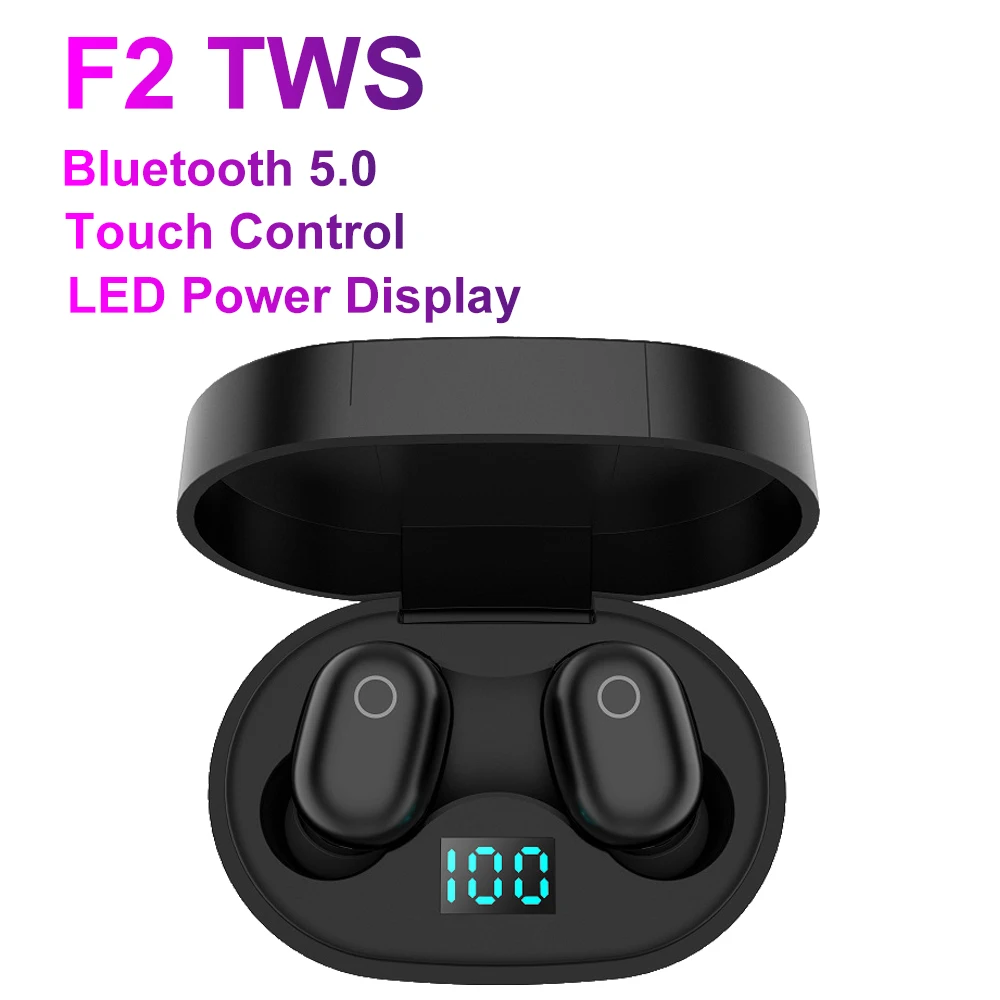 F2 tws B5 TWS Bluetooth 5,0 Беспроводные наушники с сенсорным управлением Водонепроницаемые 9D стерео наушники спортивные Blutooth гарнитура слуховой аппарат - Цвет: F2 tws